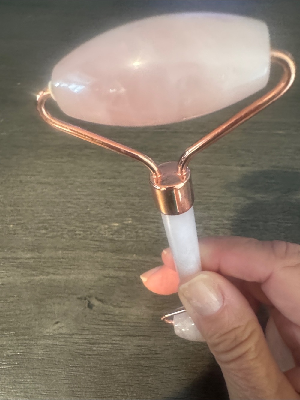 Rose Quartz Facial Roller - Pink Crystal Face Massager